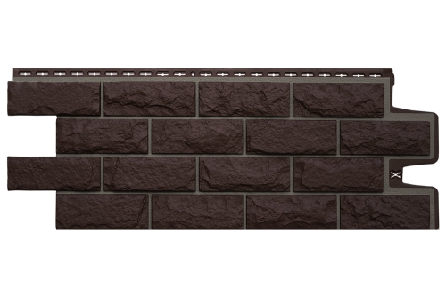 Фасадная панель Grand Line Колотый камень Design шоколадный со швом RAL 7006