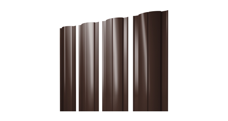 Штакетник Круглый с прямым резом 0,45 Drap TwinColor RAL 8017 шоколад