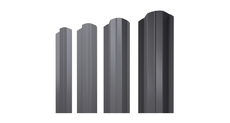 Штакетник М-образный В фигурный 0,45 PE RAL 7004 сигнальный серый