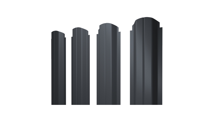 Штакетник П-образный А фигурный 0,45 Drap ST RAL 7024 мокрый асфальт