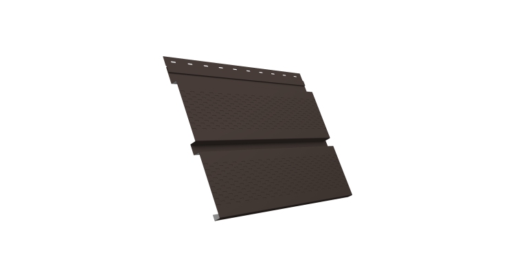 Софит металлический Квадро Брус с перфорацией 0,45 PE с пленкой RR 32 темно-коричневый