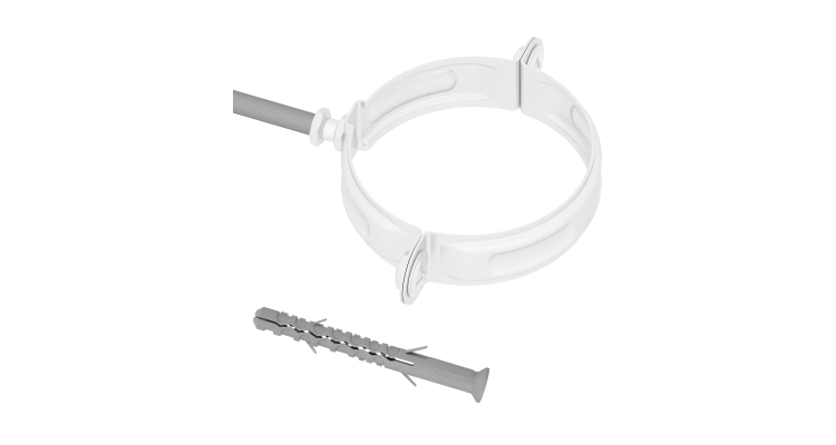 Хомут трубы на кирпич GL PE 100 мм RAL 9003 сигнальный белый